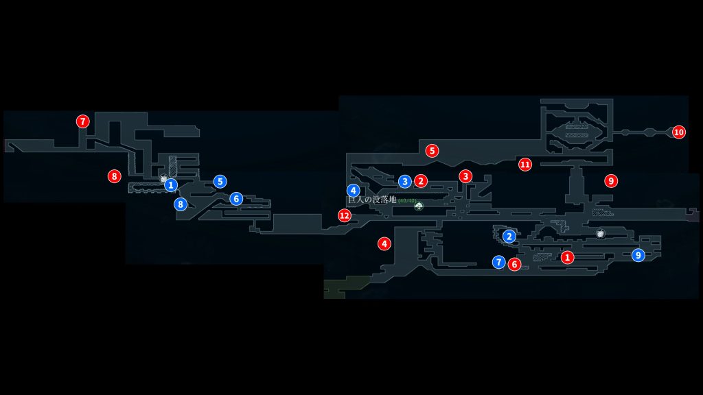 アフターイメージの巨人の没落地の取得アイテムのマップ画像
