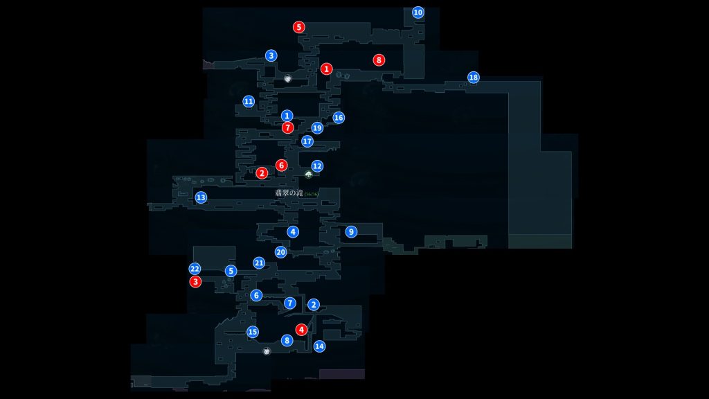 アフターイメージの翡翠の滝の取得アイテムのマップ画像