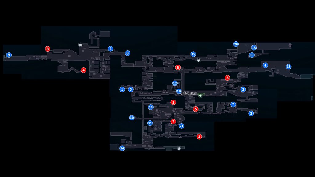 アフターイメージの大地の領域の取得アイテムのマップ画像