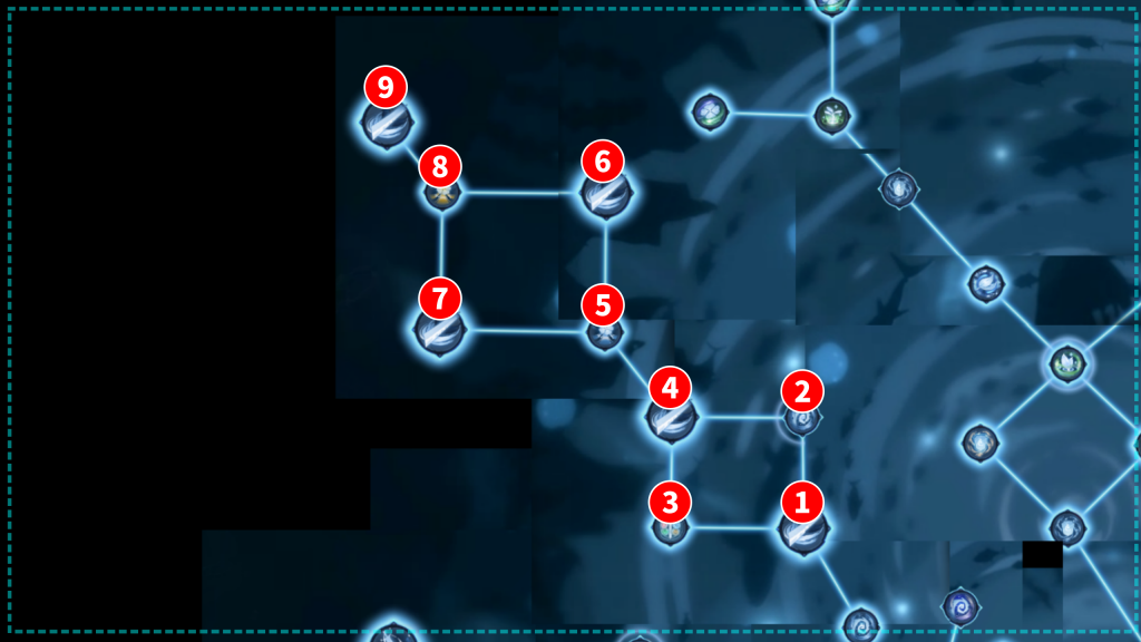 アフターイメージの天賦習得マップの大剣エリアの画像