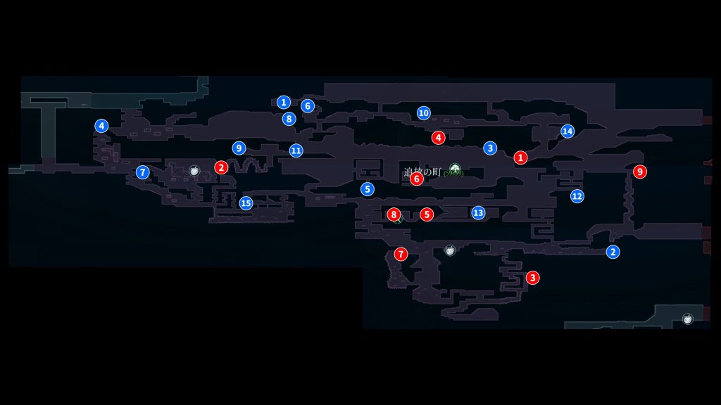 アフターイメージの追放の町の取得アイテムのマップ画像