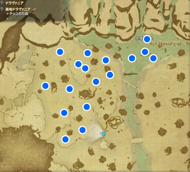 FF14の素材熊脂を落とすブラウンベアーの詳細な生息地マップ