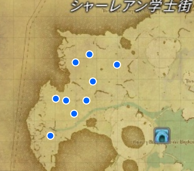 FF14の素材熊脂を落とすサンベアーの詳細な生息地マップ